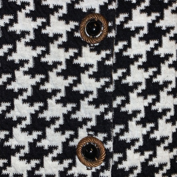 Vintage Morgin Black & White Houndstooth Print Button Front Blazer Dress Coat - Picture 5 of 16